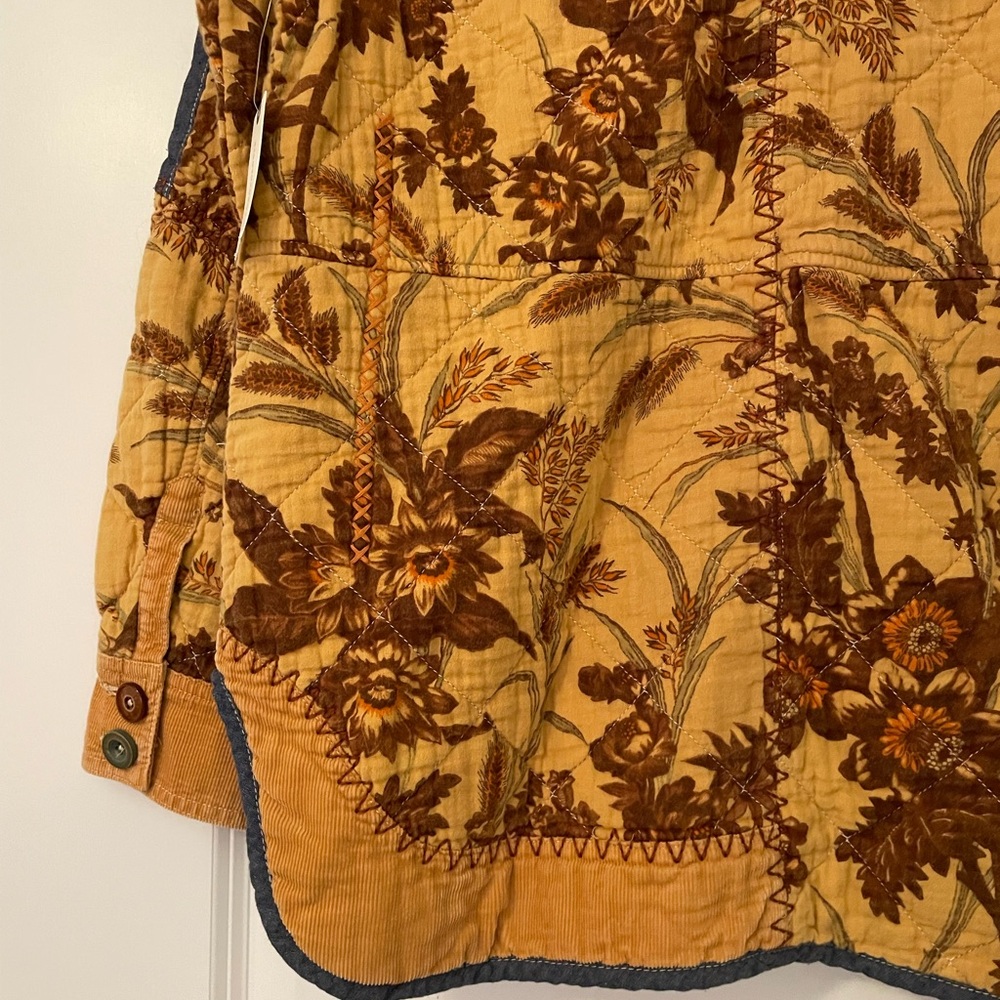 NWT Anthropologie Abigail Mustard and Denim Quilted Shirt Jacket - Picture 11 of 12